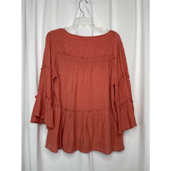 Est 1946 shirt blouse top women's large dark peachy apricot flowy built in linin - Picture 9 of 13